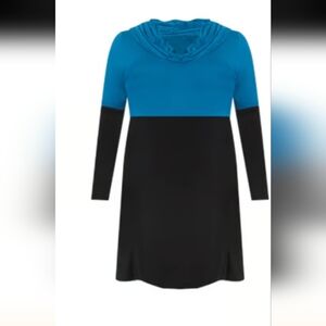 NWT Karen Kane Women's Color Block cowl neck Teal & black Dress Sz 3x